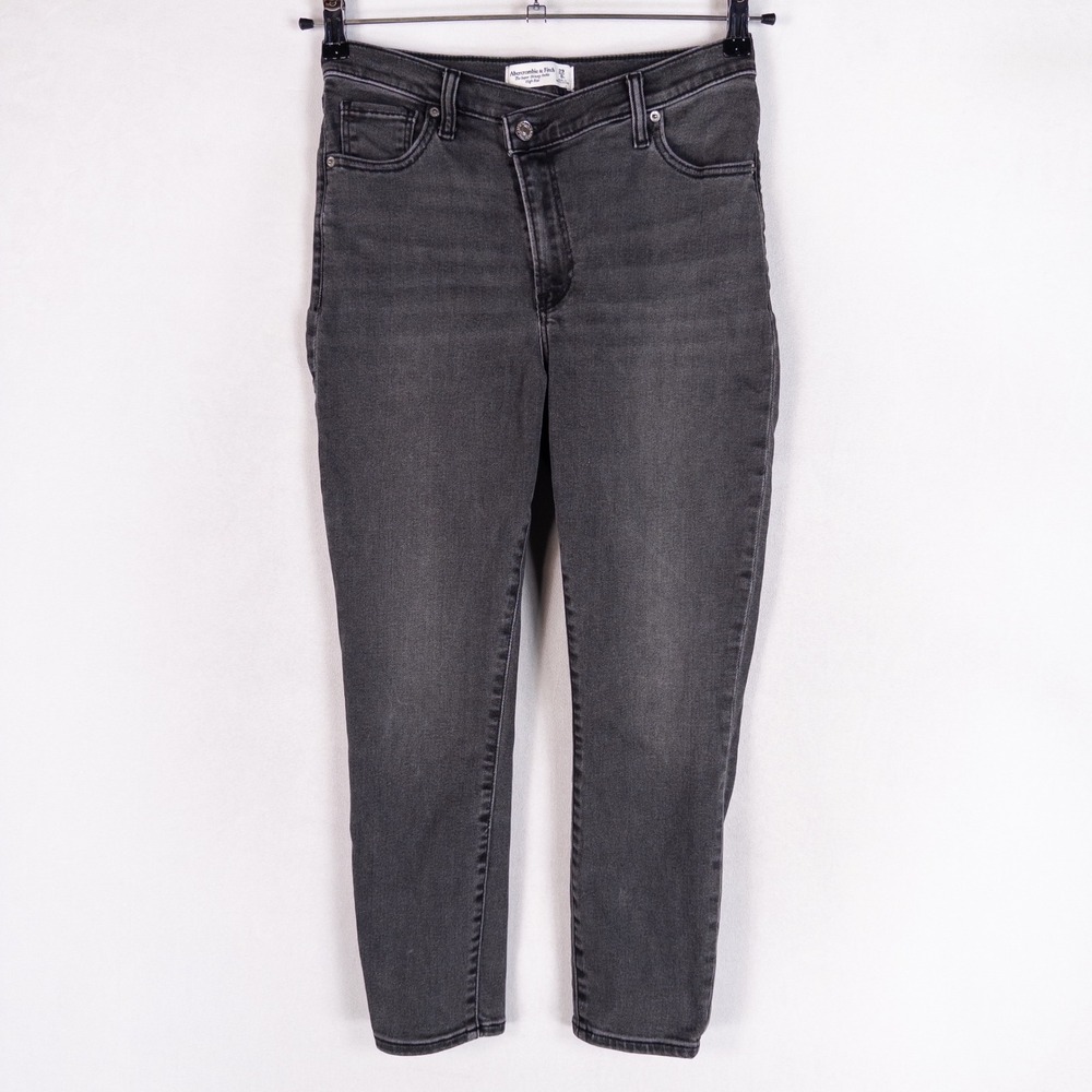 Abercrombie & Fitch Super Skinny Ankle Jeans 29/8 SHORT Washed Black High Rise